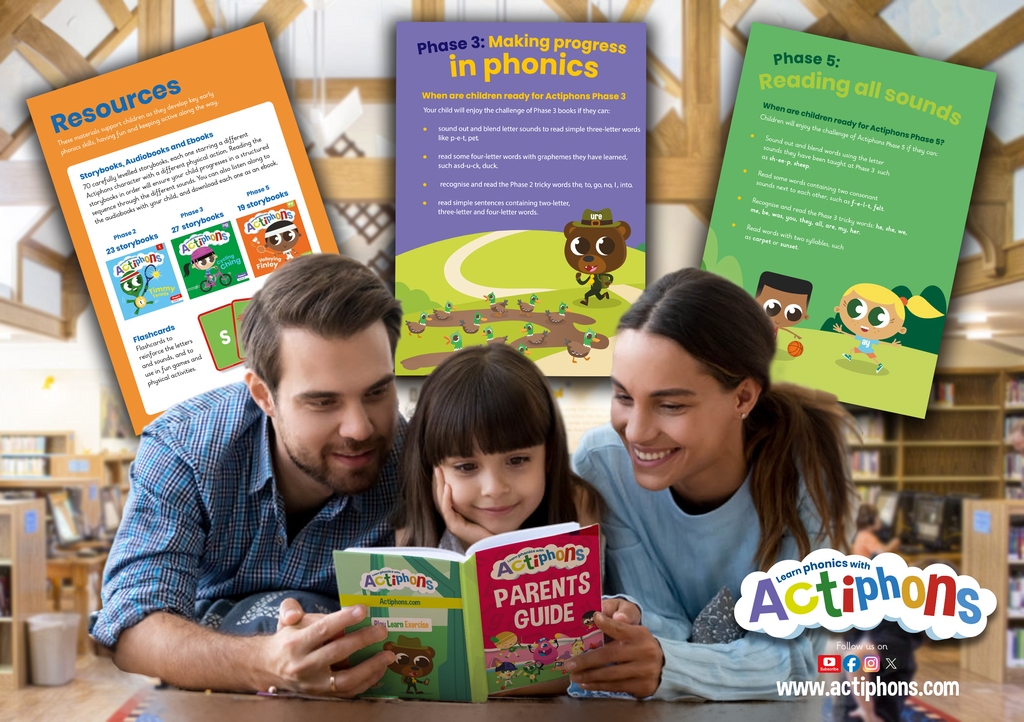 Learn Phonics with Actiphons A Family reading the Actiphons Parents guide to phonics with their child