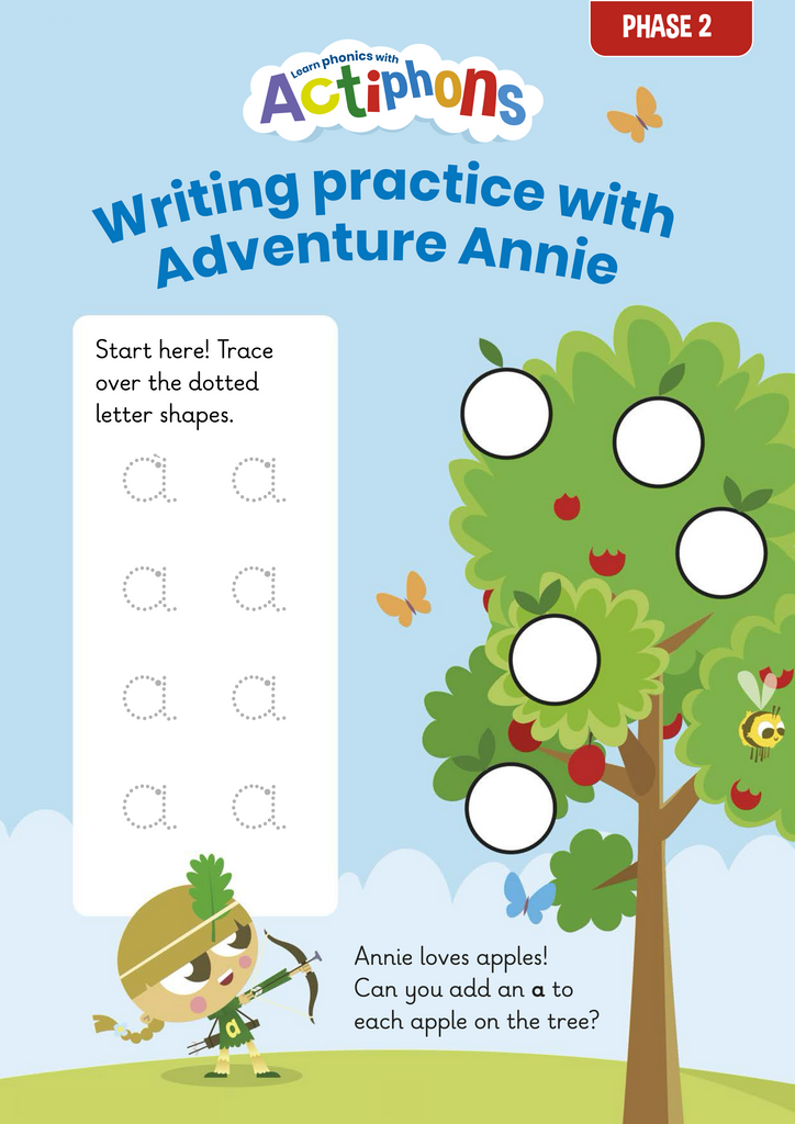 Phase 2 Phonics Activity Sheet practising the letter 'a'