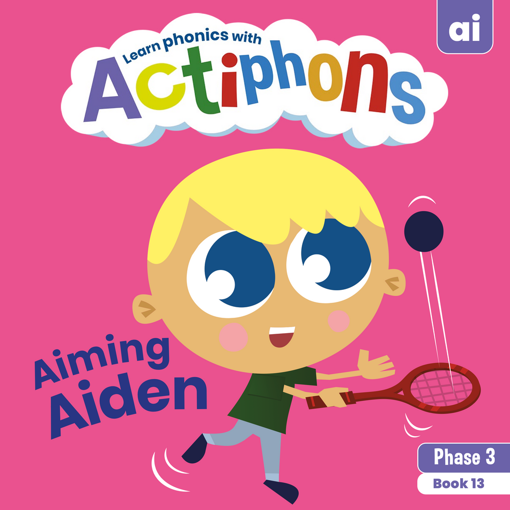 Learn phonics with Actiphons Aiming Aiden 'ai' sound reading book front cover
