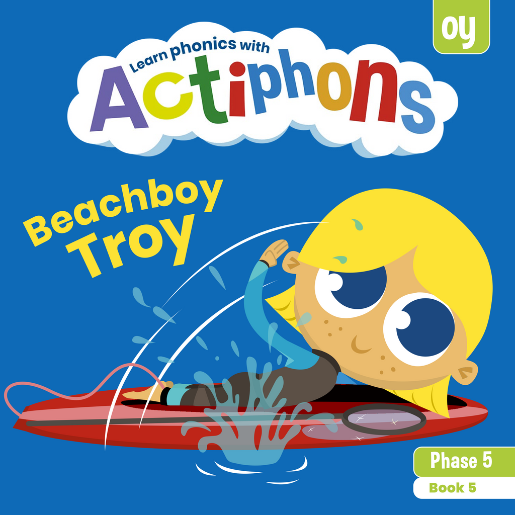 Learn phonics with Actiphons Beachboy Troy 'oy' sound reading book front cover