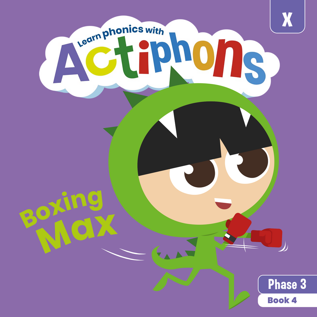 Learn phonics with Actiphons Boxing Max 'x' sound reading book front cover