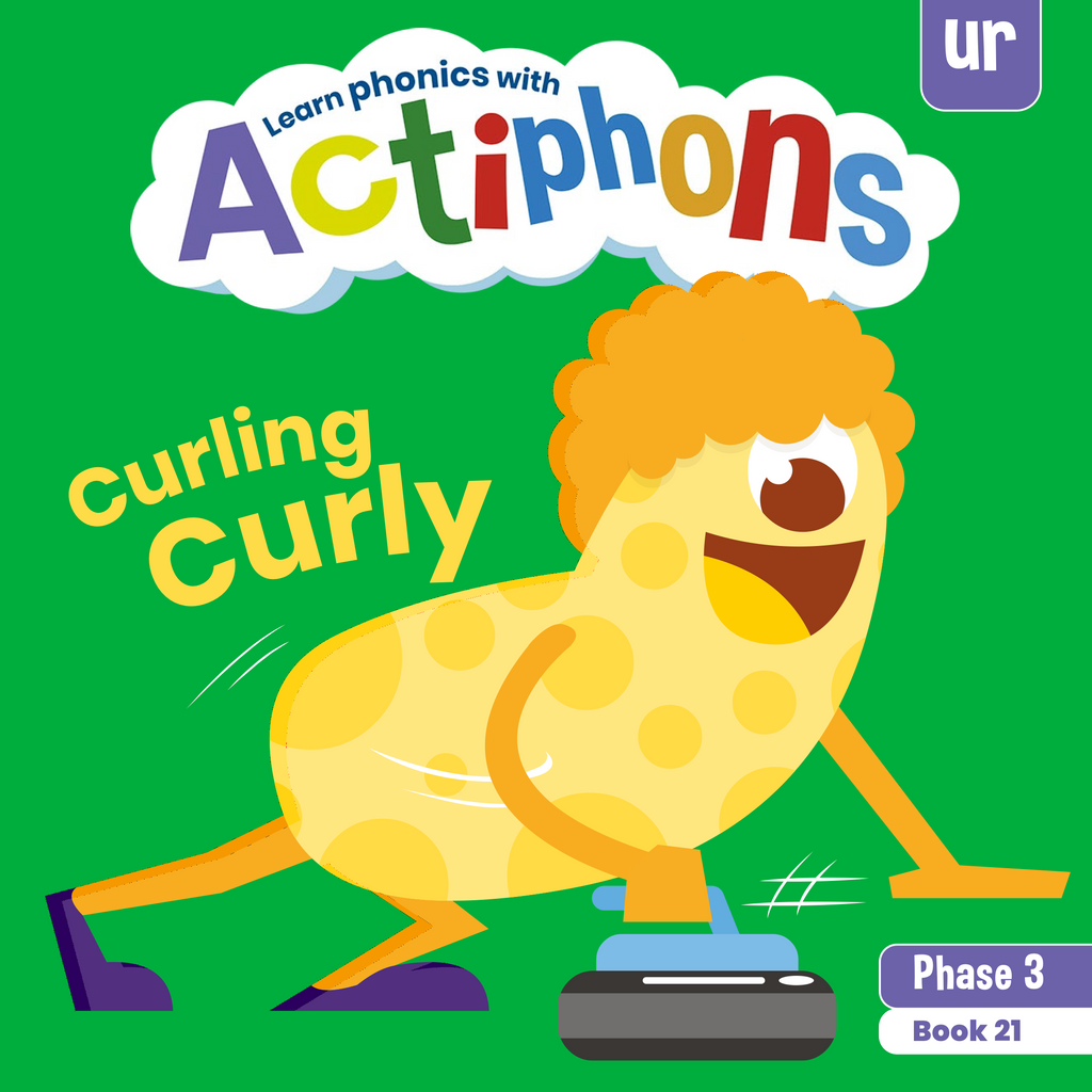 Learn phonics with Actiphons Curling Curly 'ur' sound reading book front cover