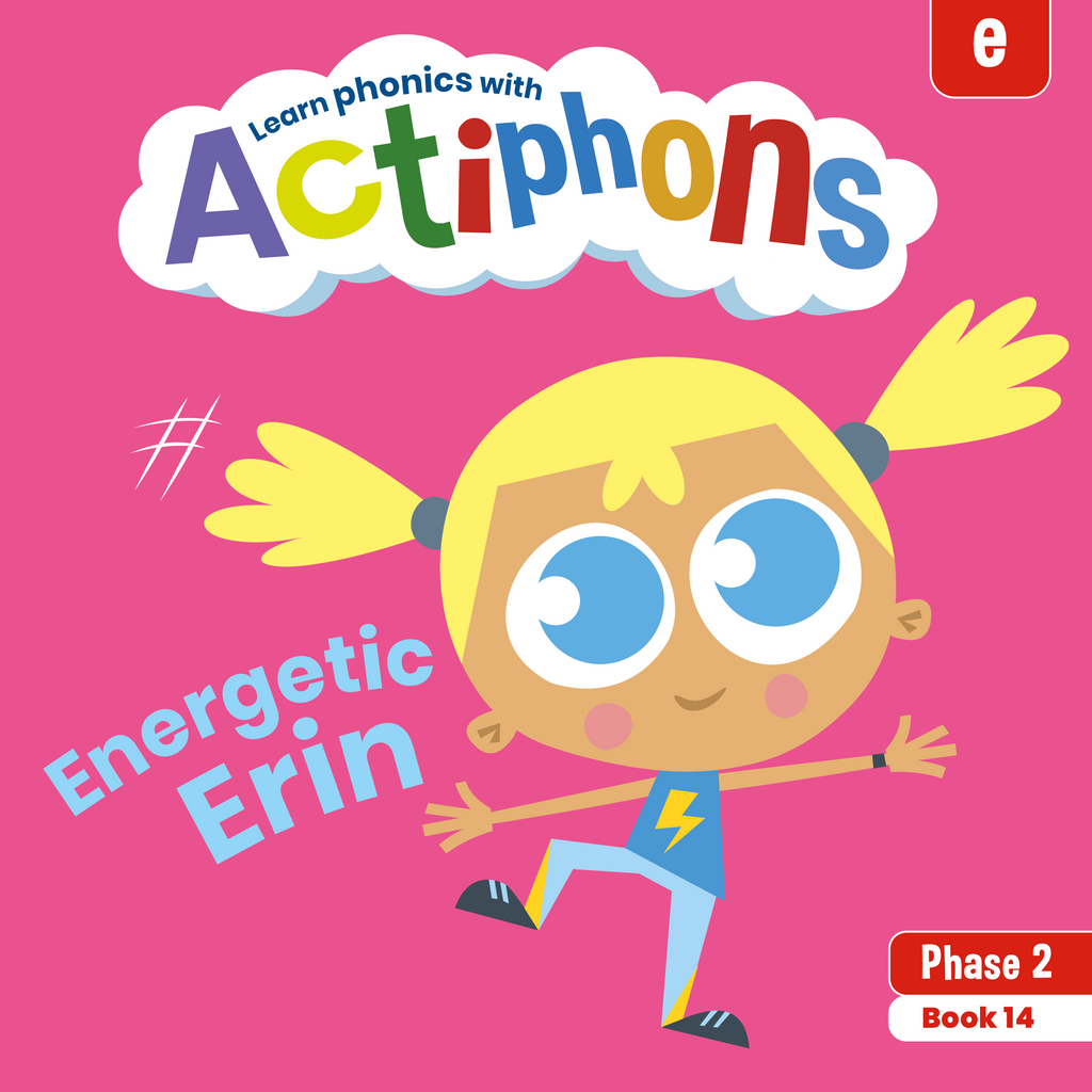 Learn phonics with Actiphons Energetic Erin 'e' sound reading book front cover