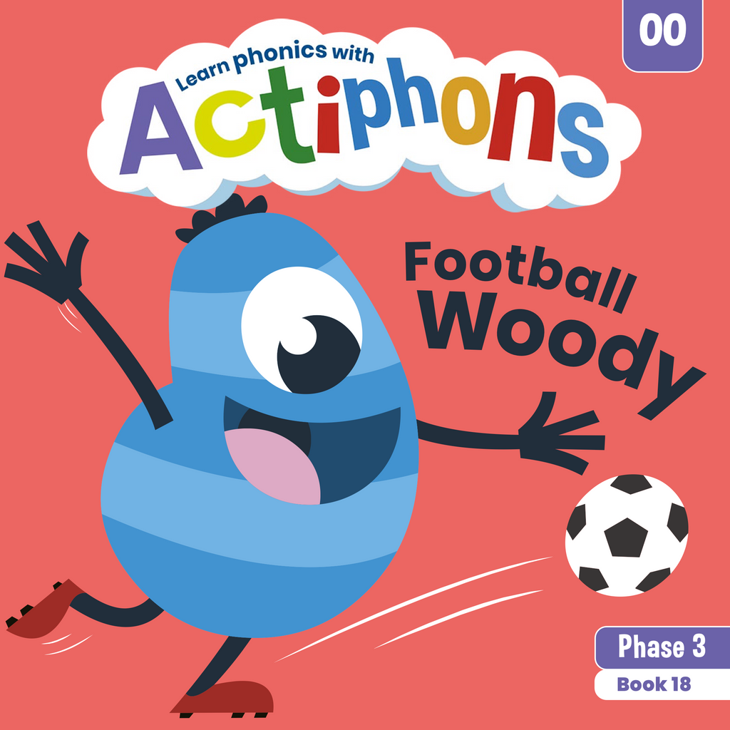 Learn phonics with Actiphons Football Woody 'oo' sound reading book front cover