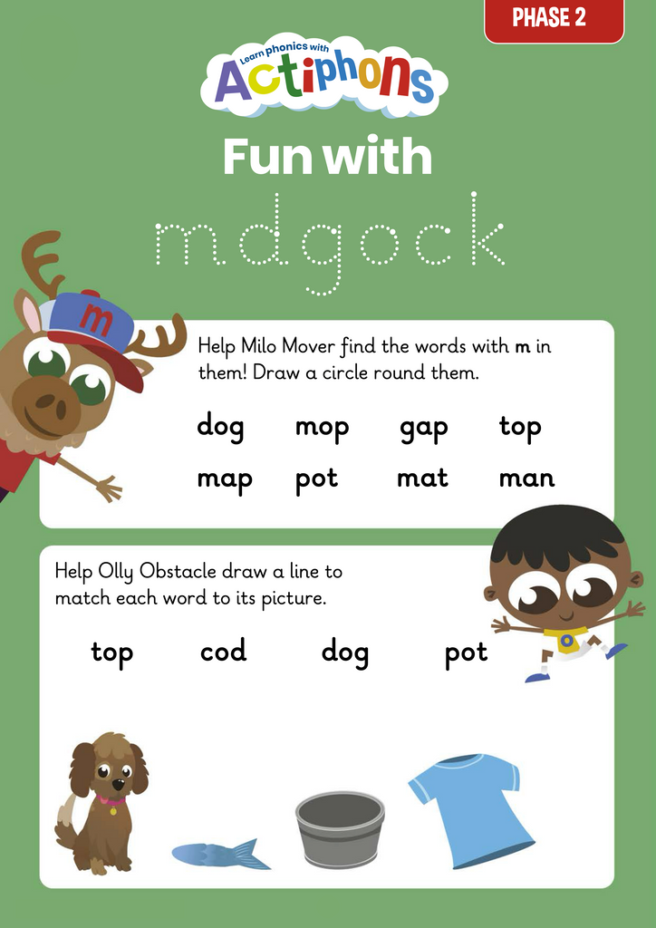 Phase 2 letters and sounds activity sheet 
