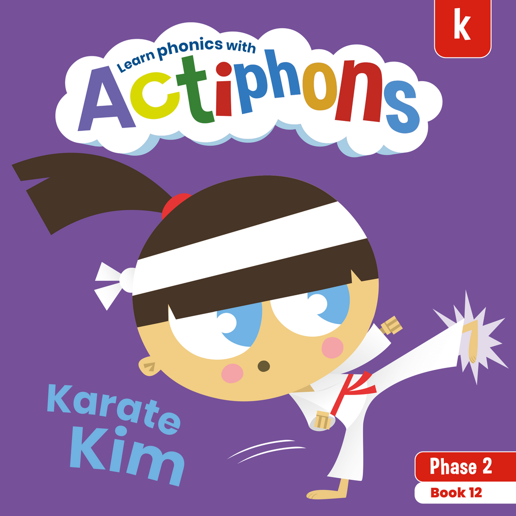 Learn phonics with Actiphons Karate Kim 'k' sound reading book front cover