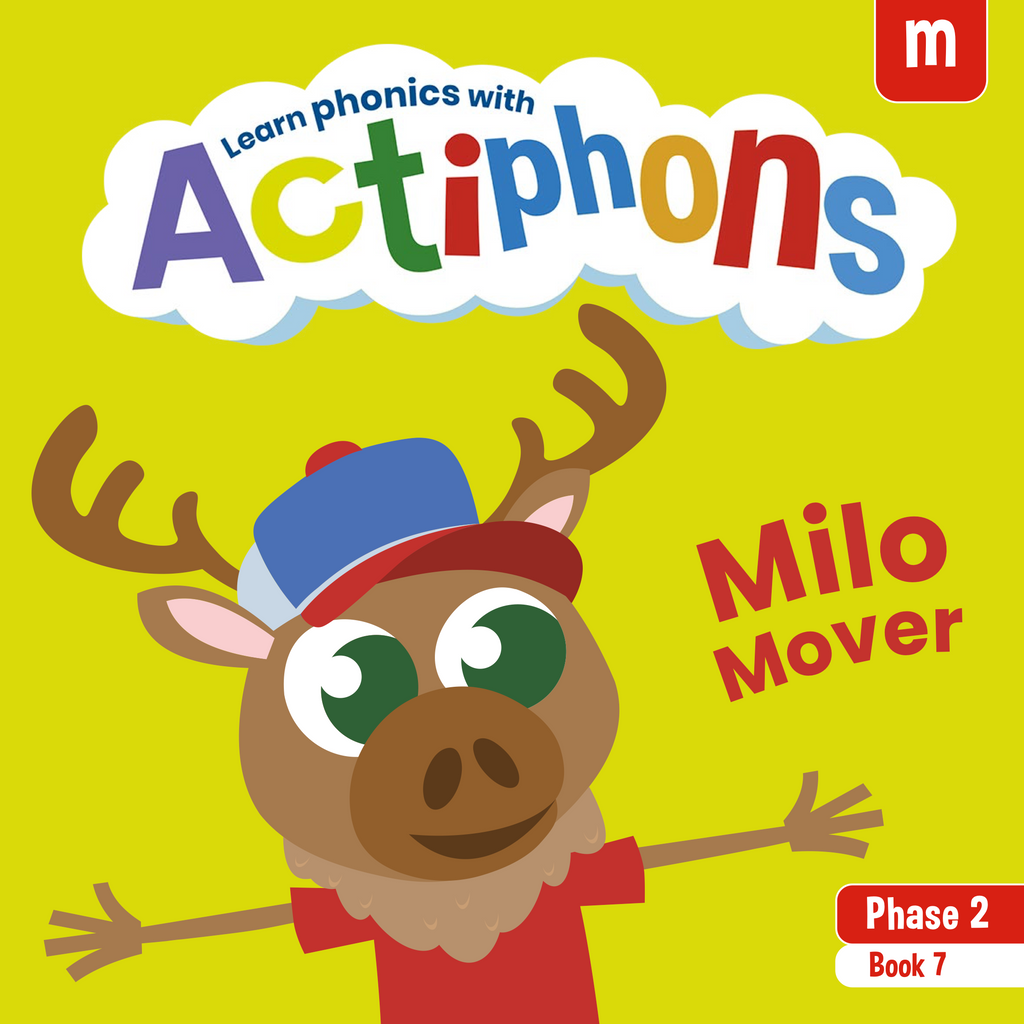 Learn phonics with Actiphons Milo Mover 'm' sound reading book front cover
