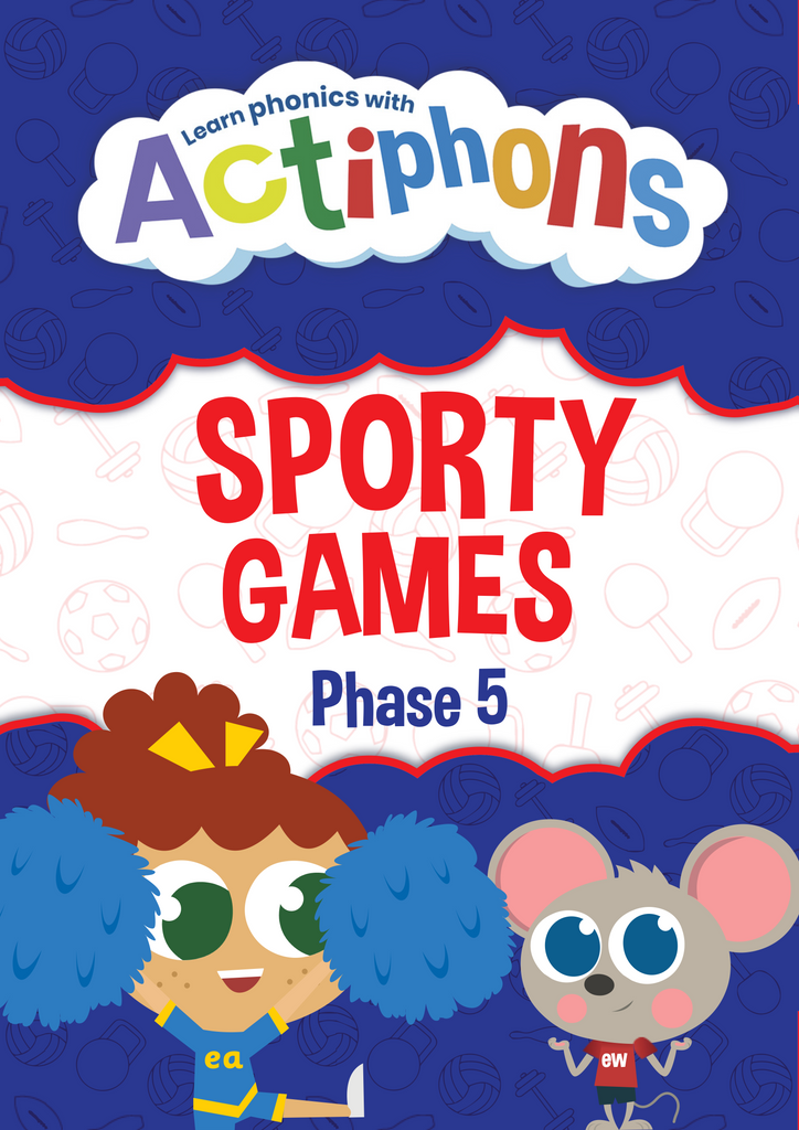 Phase 5 Phonics Sporty games activities with the Actiphons front cover