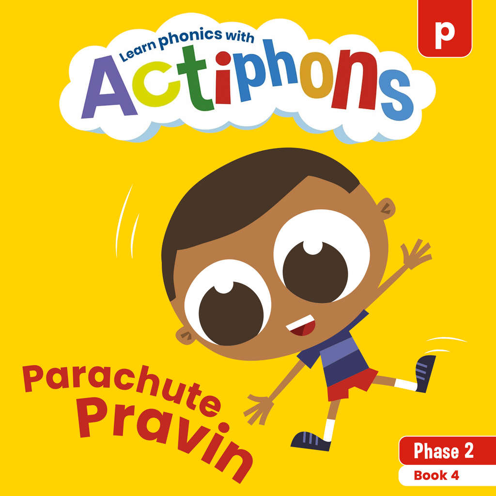 Learn phonics with Actiphons Parachute Pravin 'p' sound reading book front cover
