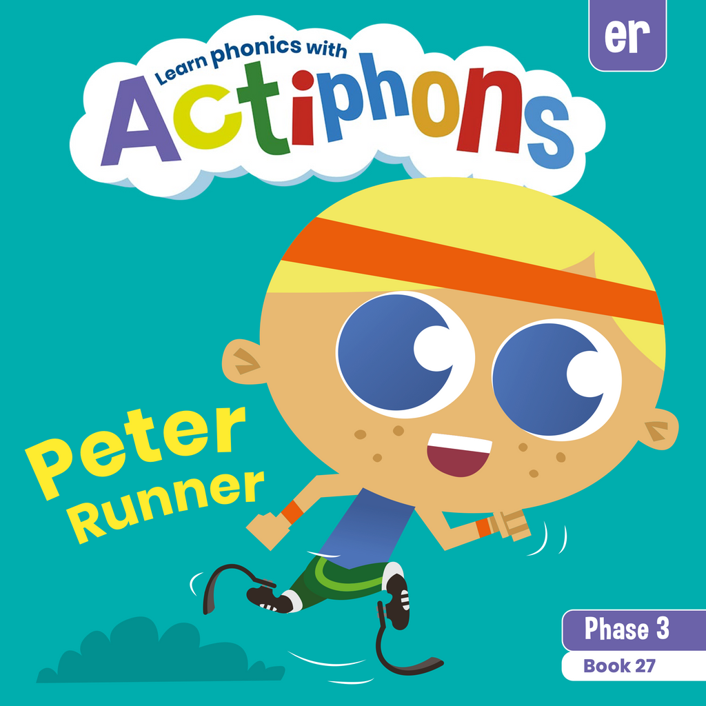 Learn phonics with Actiphons Peter Runner 'er' sound reading book front cover