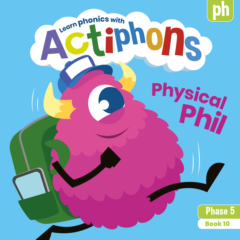 Learn phonics with Actiphons Physical Phil 'ph' sound reading book front cover
