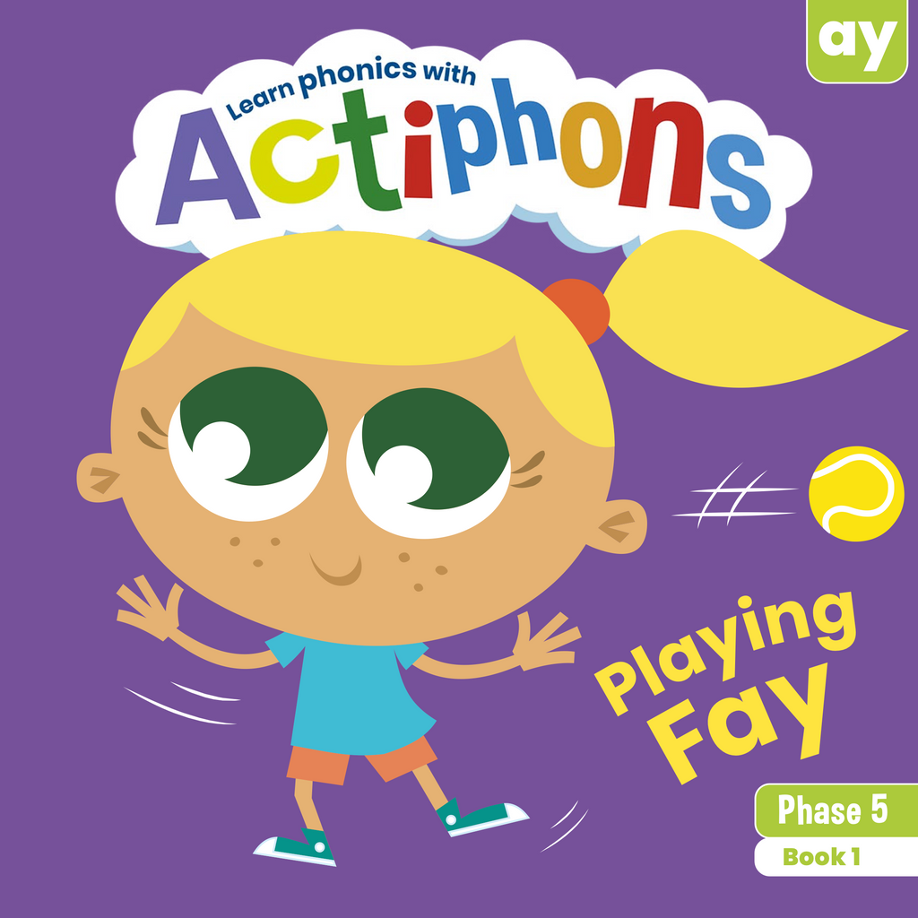 Learn phonics with Actiphons Playing Fay 'ay' sound reading book front cover