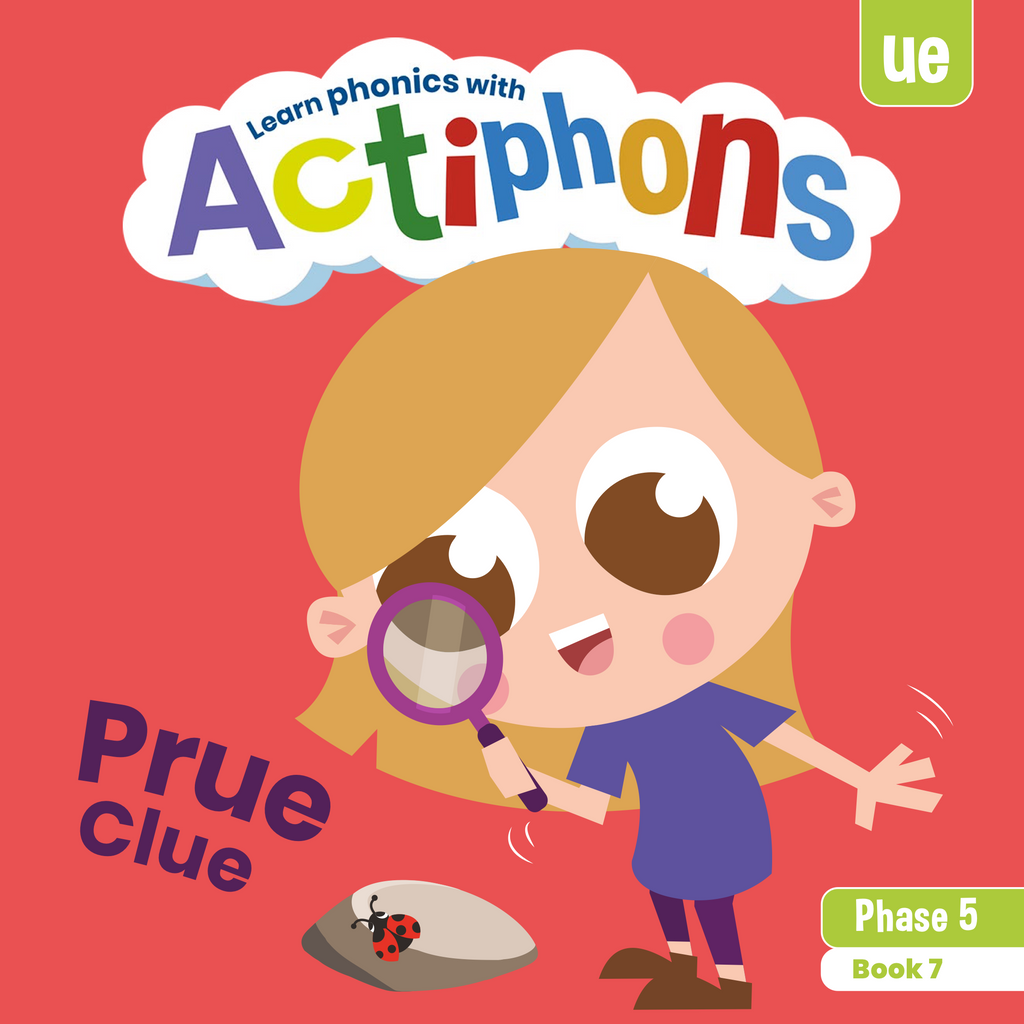 Learn phonics with Actiphons Prue Clue 'ue' sound reading book front cover