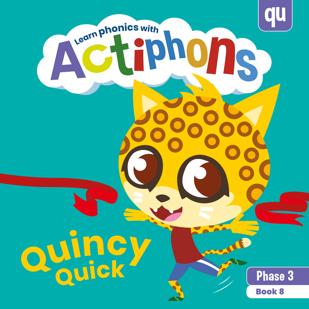 Learn phonics with Actiphons Quincy Quick 'qu' sound reading book front cover