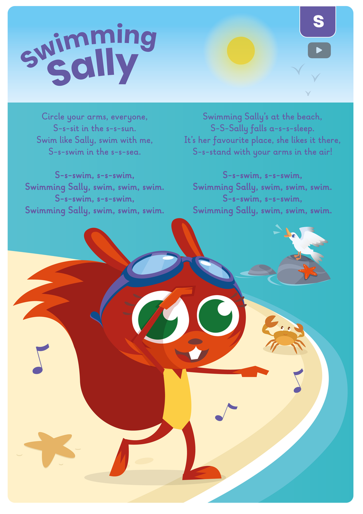 Learn Phonics with Actiphons Swimming Sally Phase 2 Song lyrics 