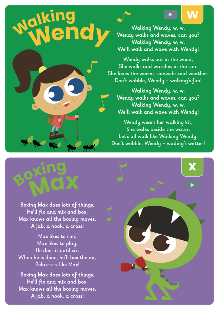 Learn Phonics with Actiphons Walking Wendy and Boxing Max Phase 3 Song lyrics 