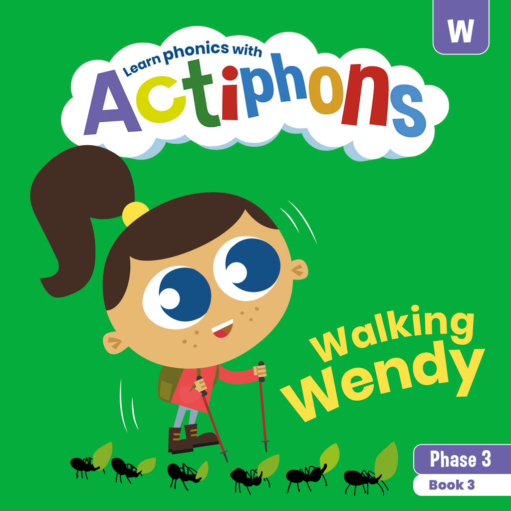 Learn phonics with Actiphons Walking Wendy 'w' sound reading book front cover