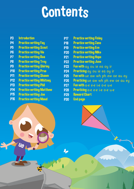 Phase 5 Phonics Actiphons activity book contents page
